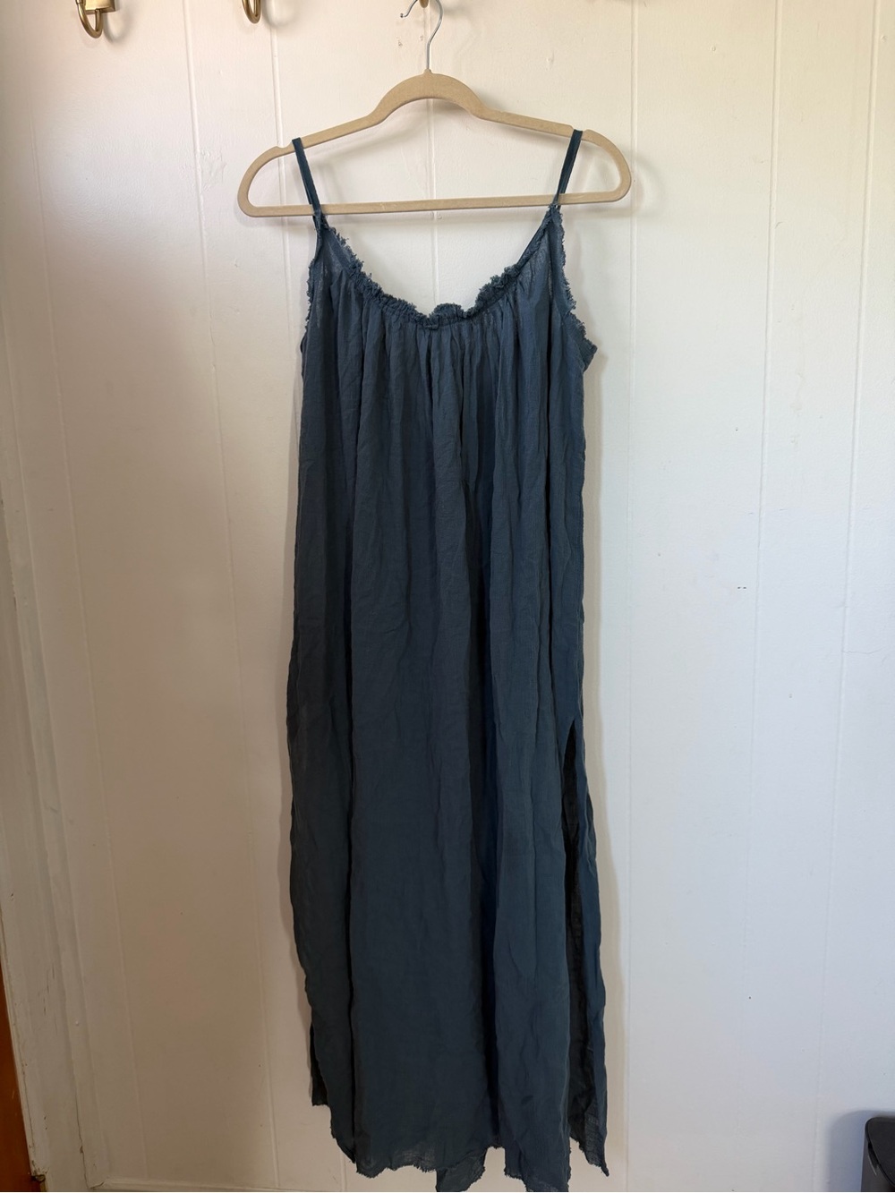 Elan Slate Blue Spaghetti Strap Midi Dress